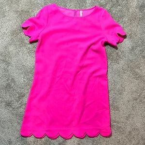 MITTOSHOP PINK AL dress with scallop sleeve and hem